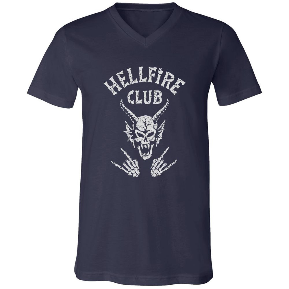 Hellfire Club Unisex V-Neck T-Shirt - Navy - 2