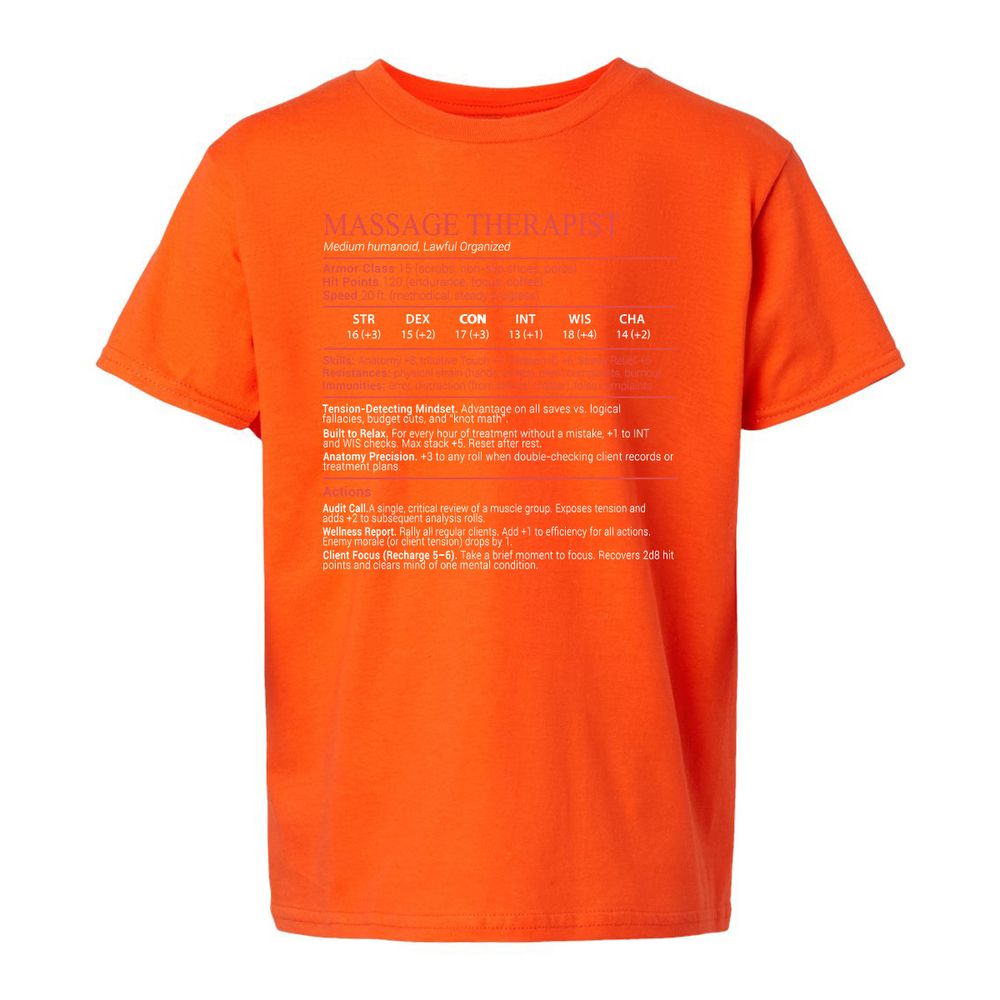 Massage Therapist Stats Block - Orange - 20