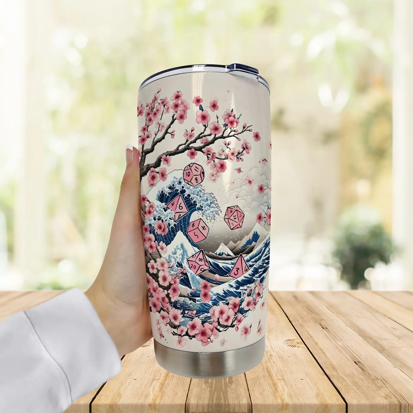 Pink Flower Dice Tumbler