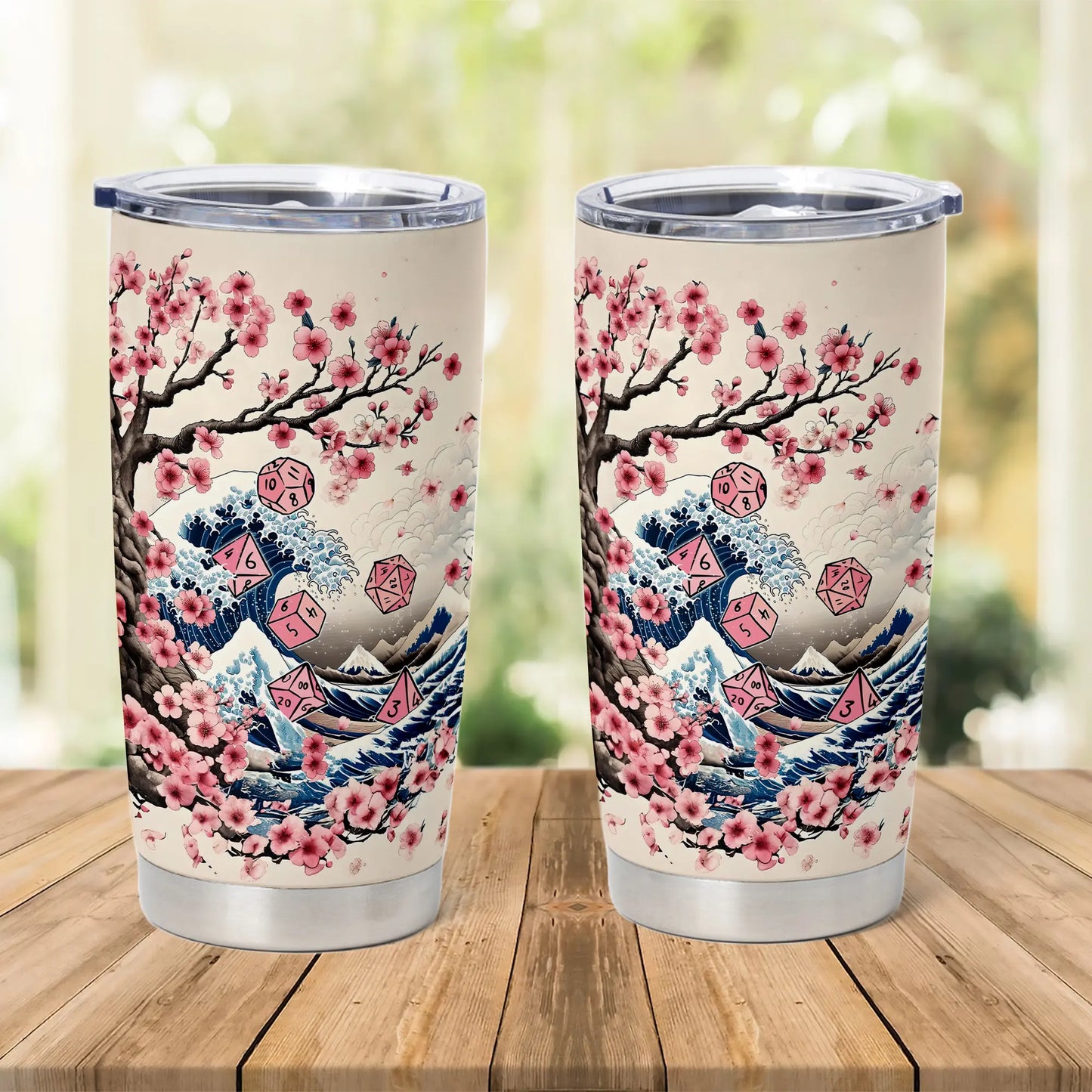 Pink Flower Dice Tumbler