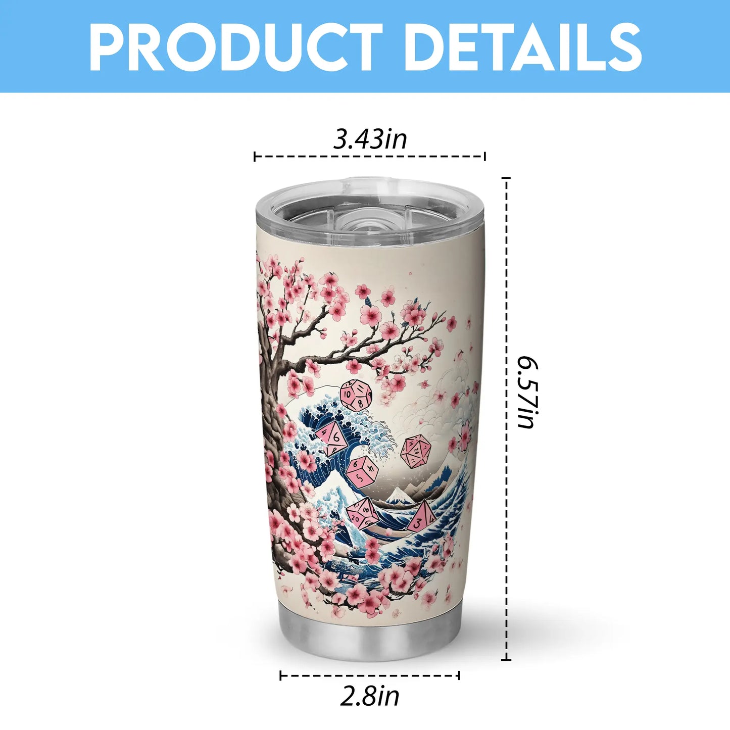 Pink Flower Dice Tumbler