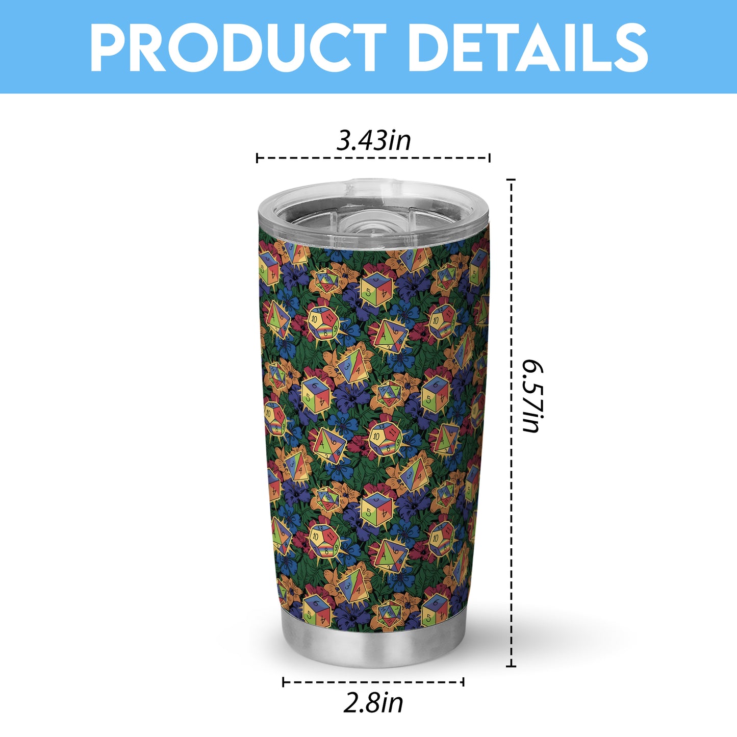 Rainbow Dice Tumbler