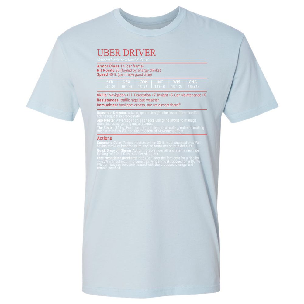 Uber Driver Stats Block Premium Unisex T-Shirt - Light Blue - 21