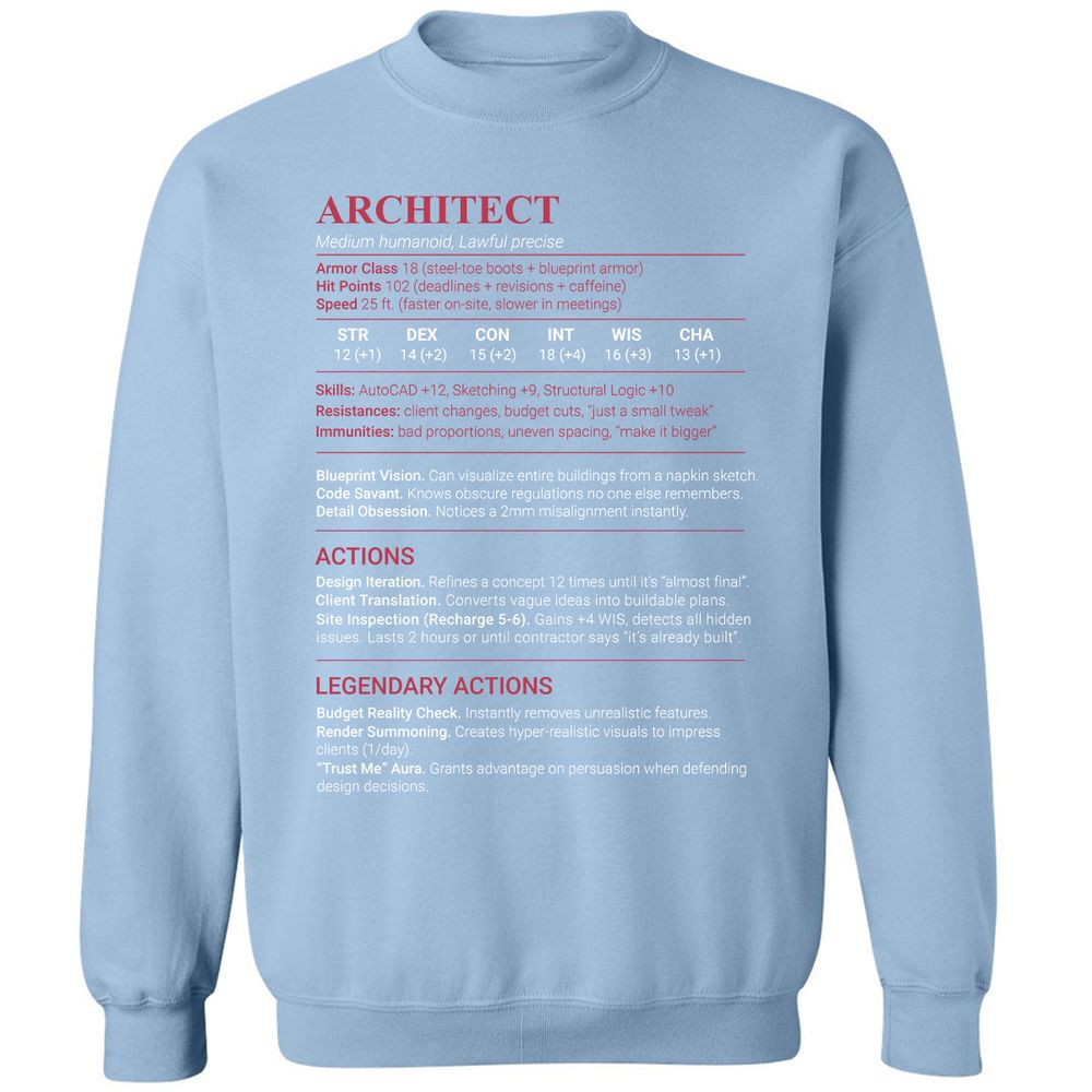 Architect Stats Classic Unisex Sweatshirt - Light Blue - 21