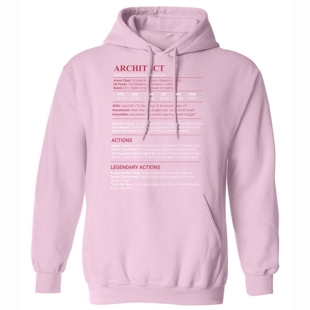 Architect Stats Classic Unisex Hoodie - Light Pink - 21