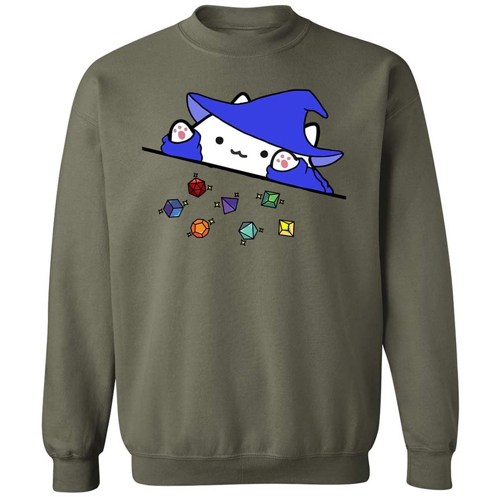 Cat Throws Dices Classic Unisex Sweatshirt - Military Green - 21