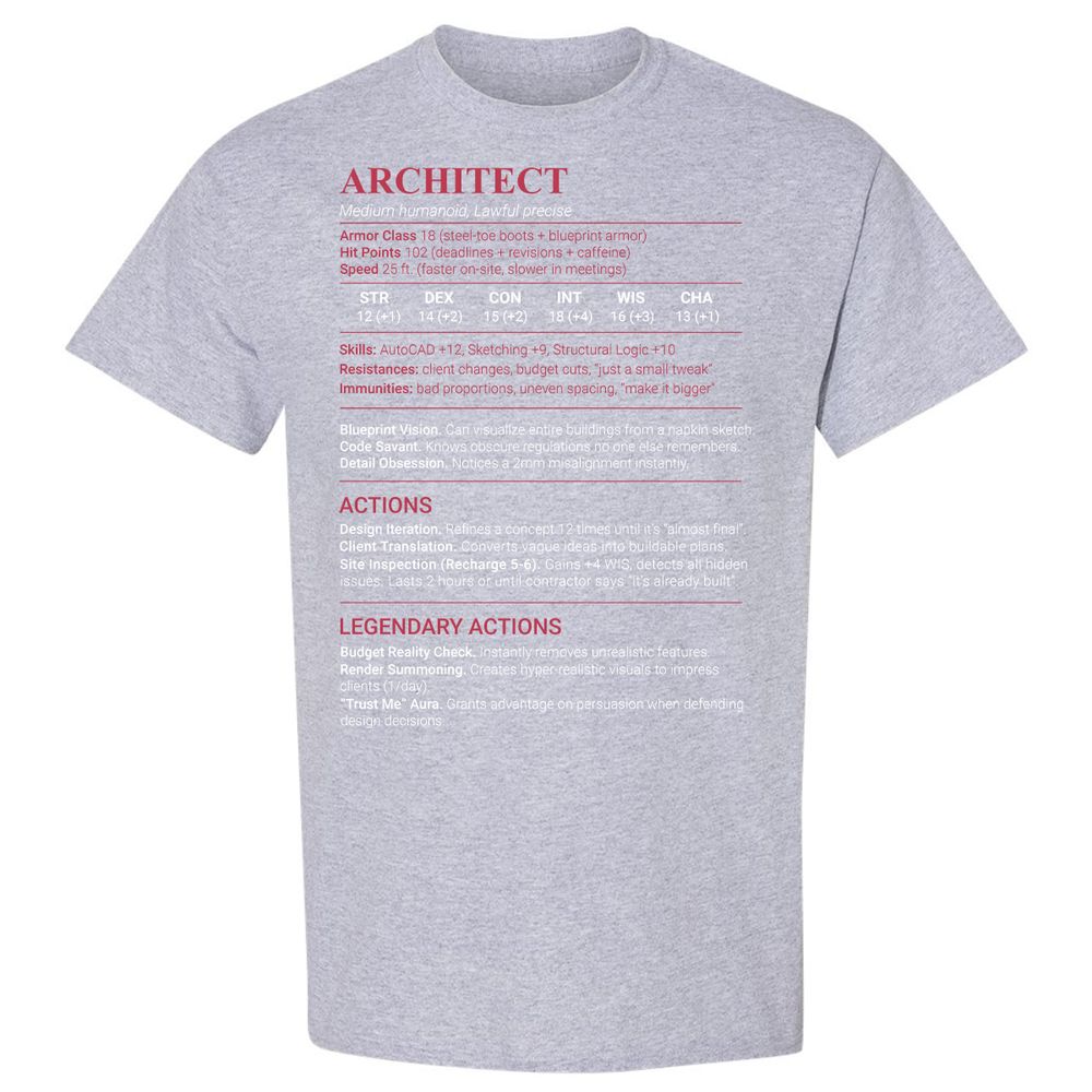 Architect Stats Classic Unisex T-Shirt - Sport Grey - 21