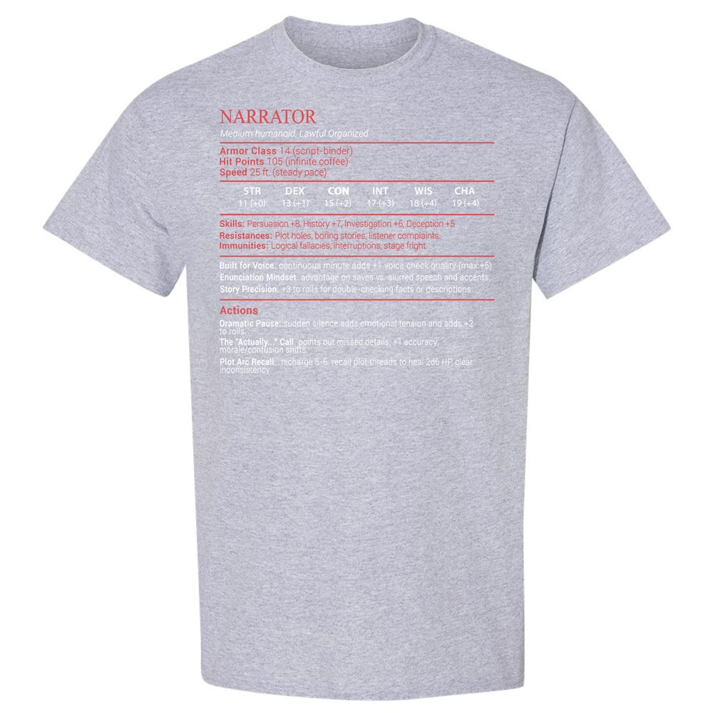 Narrator Stats Block - Sport Grey - 21