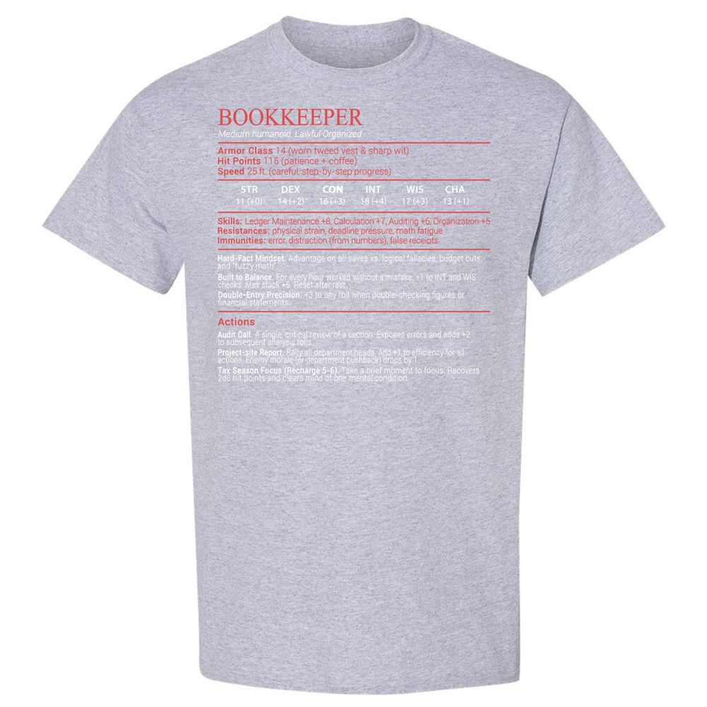Bookkeepper Stats Block - Sport Grey - 21