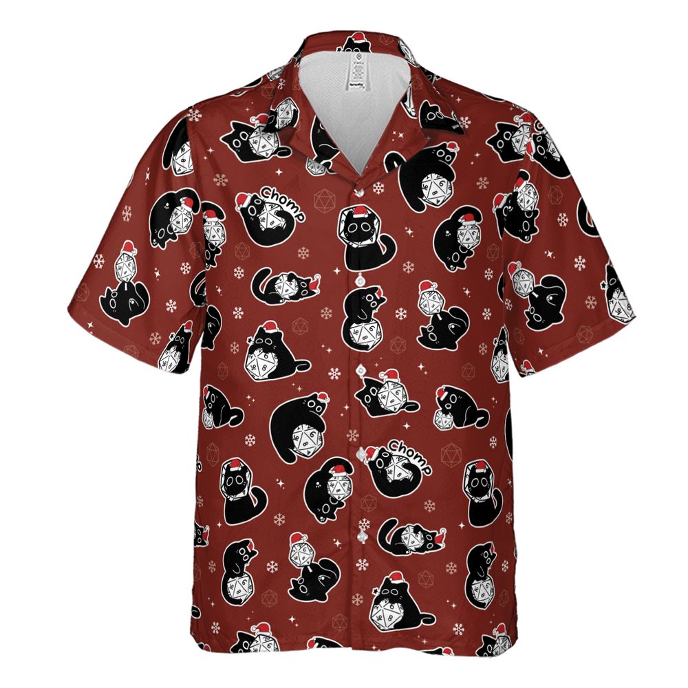 Christmas Black Cat Dice Hawaiian Shirt -  - 2