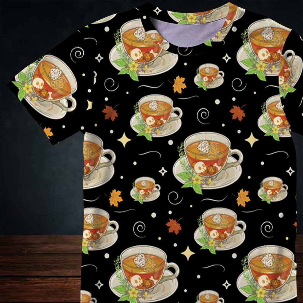 Cute Dnd Fall Tea All-Over Print Unisex T-Shirt -  - 2