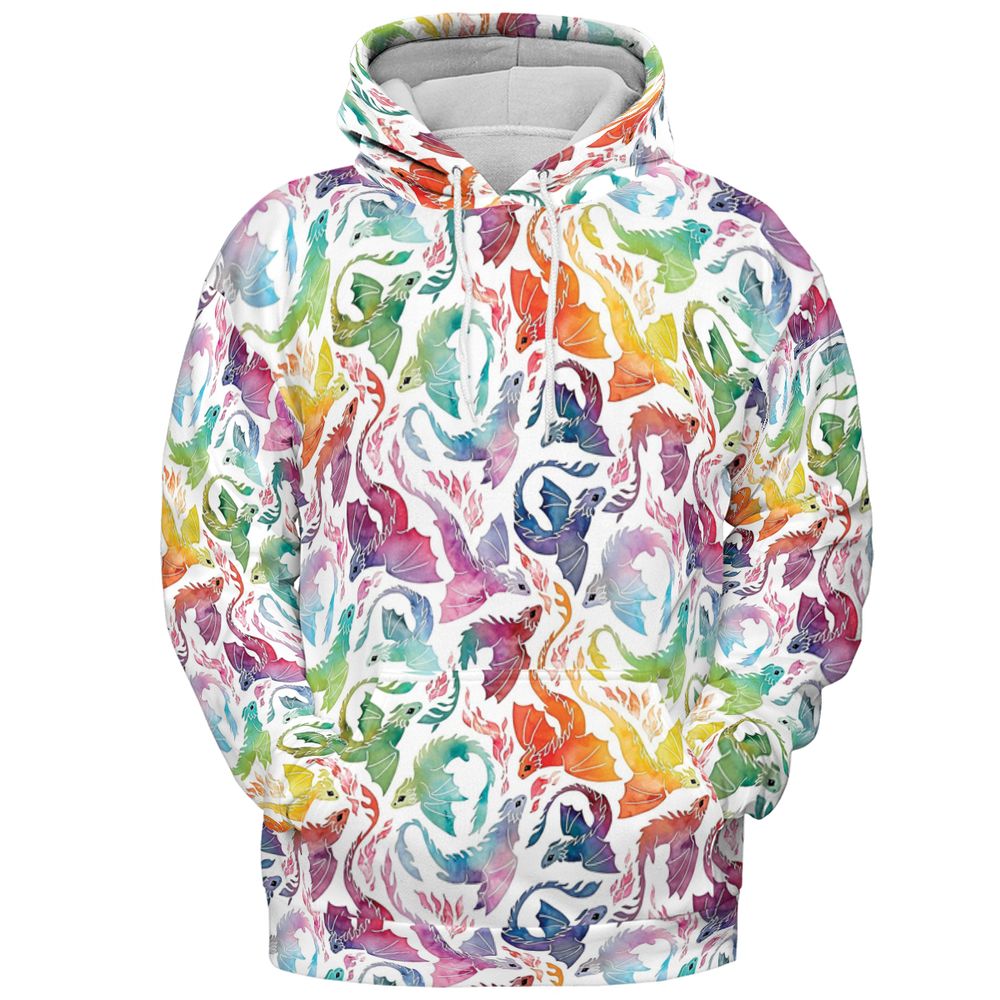 Dragon fire rainbow All-over Print Hoodie -  - 2