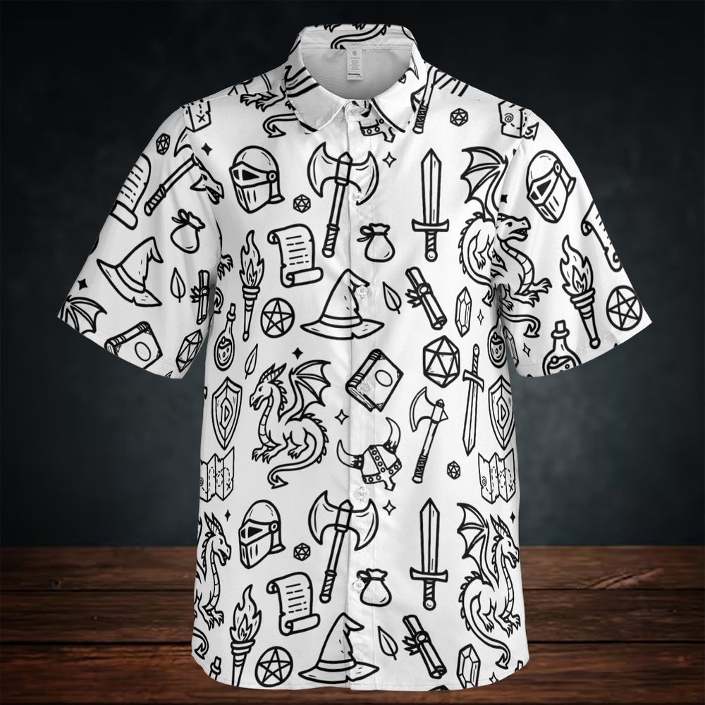 Fantasy Dragon Seamless Pattern Button Down Shirt -  - 2