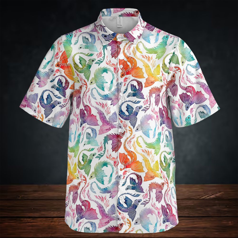 Dragon fire rainbow Button Down Shirt -  - 2