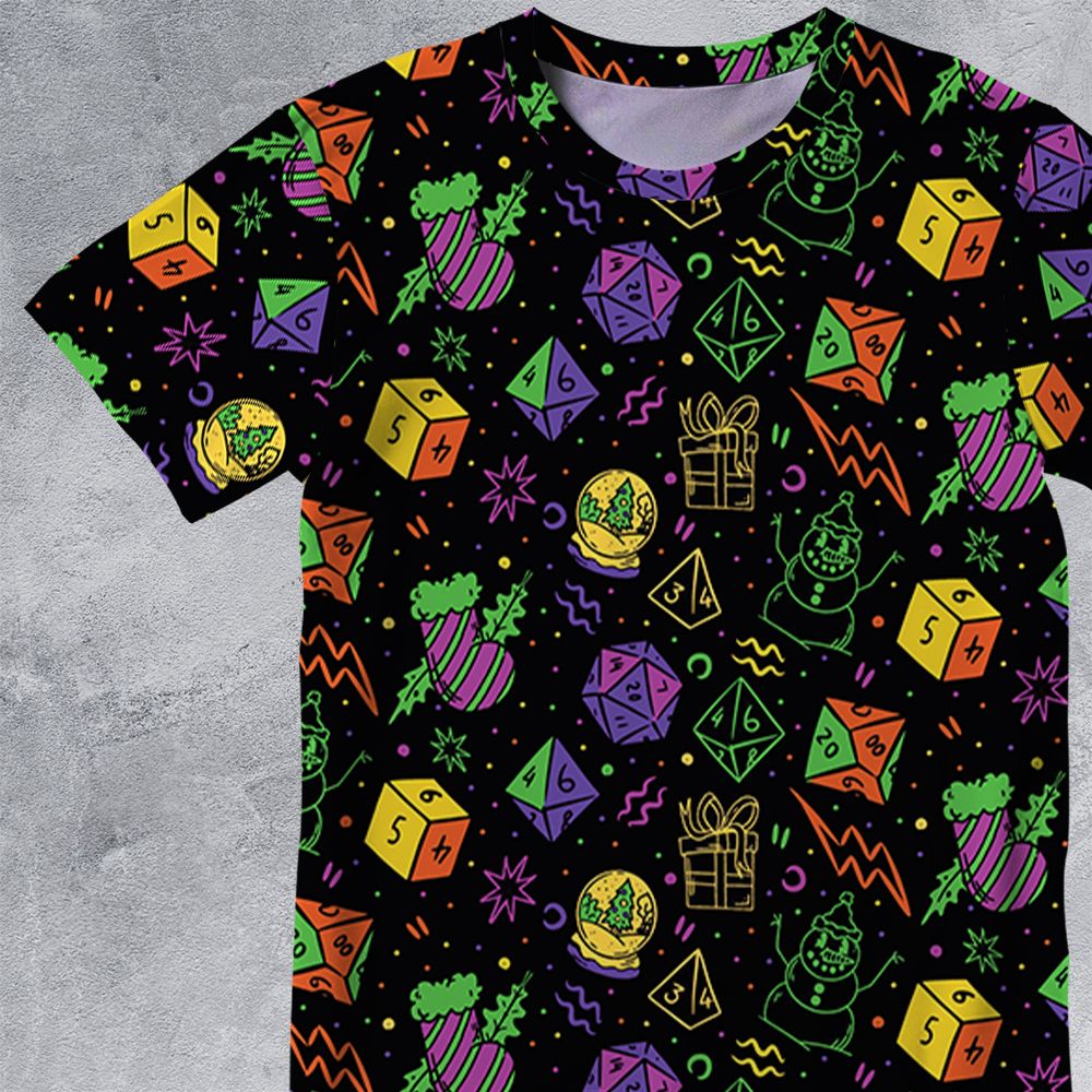 Christmas Role Playing Dice All-Over Print Unisex T-Shirt -  - 2