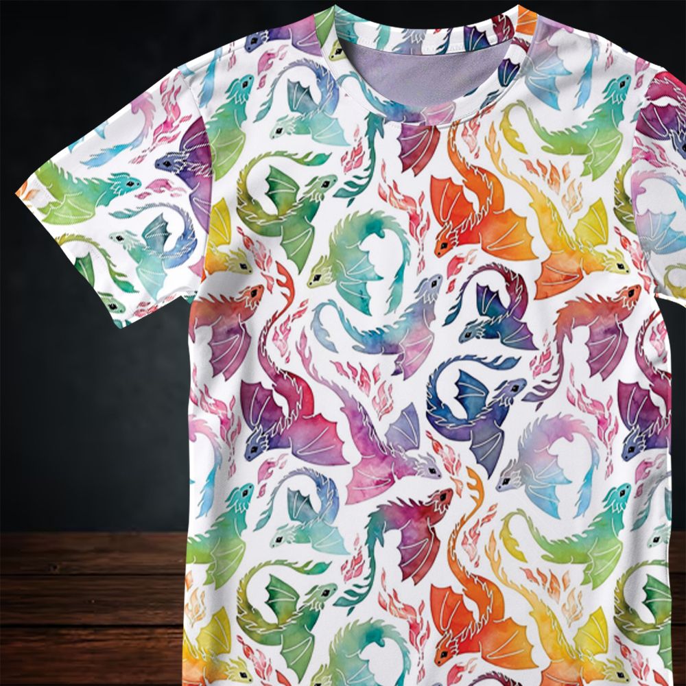 Dragon fire rainbow All-Over Print Unisex T-Shirt -  - 2