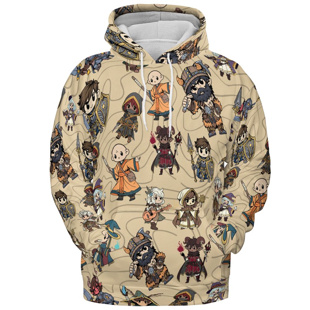 Chibi DnD Party – All Classes All-over Print Hoodie -  - 2