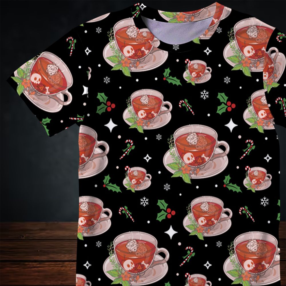 Cute DnD Christmas Tea All-Over Print Unisex T-Shirt -  - 2
