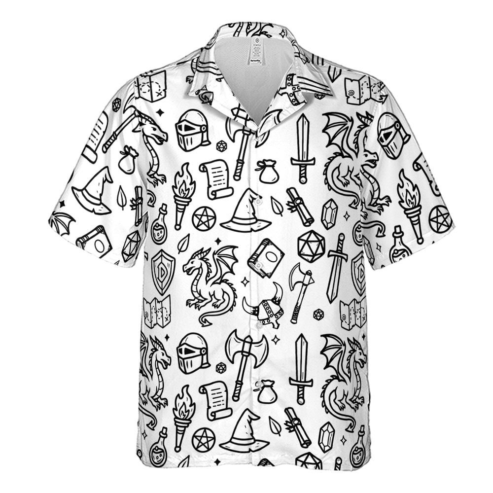 Fantasy Dragon Seamless Pattern Hawaiian Shirt -  - 2
