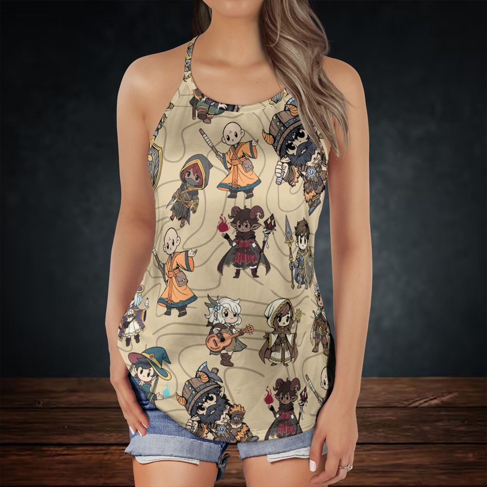 Chibi DnD Party – All Classes Criss Cross Tank Top -  - 2