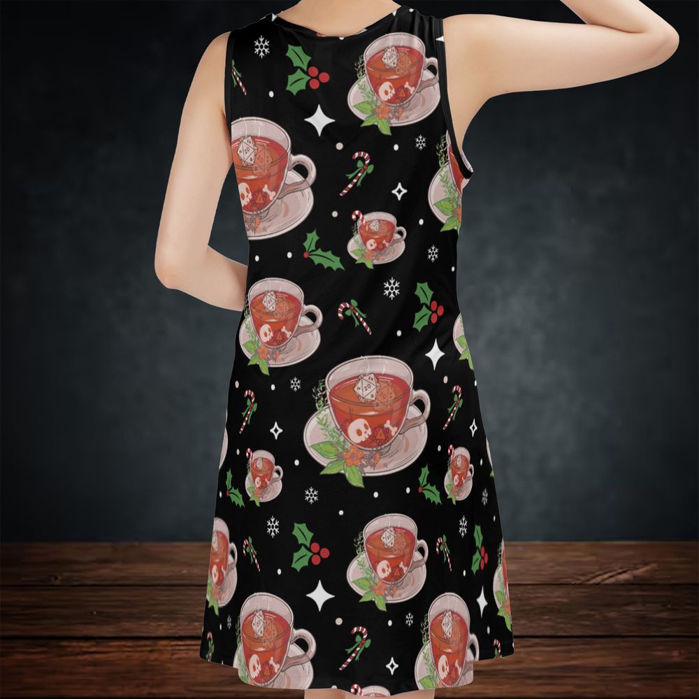 Cute DnD Christmas Tea Sleeveless Dress - - 2