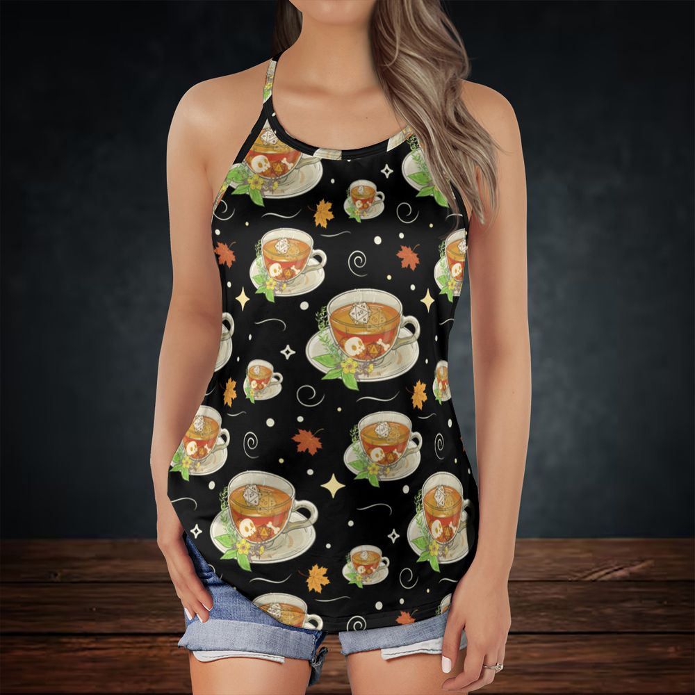 Cute Dnd Fall Tea Criss Cross Tank Top -  - 2