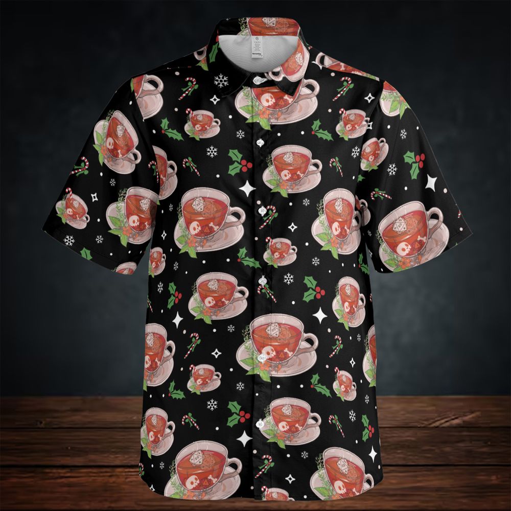 Cute DnD Christmas Tea Button Down Shirt -  - 2
