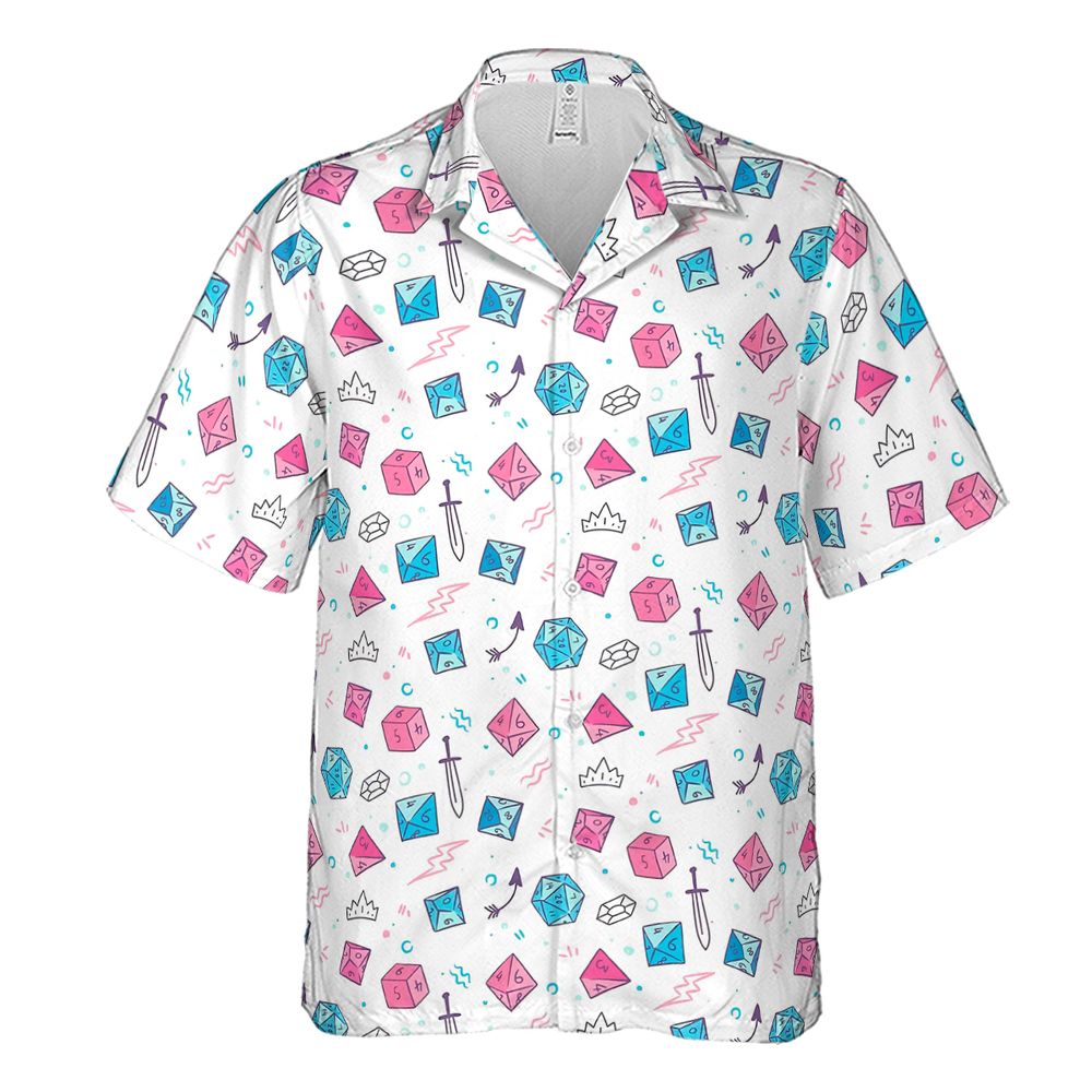 DnD Dice Pattern Cute Hawaiian Shirt -  - 2