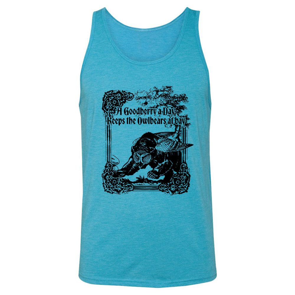 A Goodberry A Day Keeps The Owlbears At Bay Unisex Jersey Tank - Aqua Triblend - 3