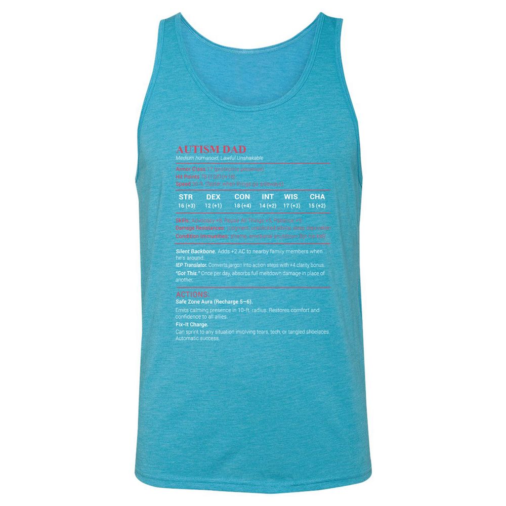 Autism Dad Unisex Jersey Tank - Aqua Triblend - 3