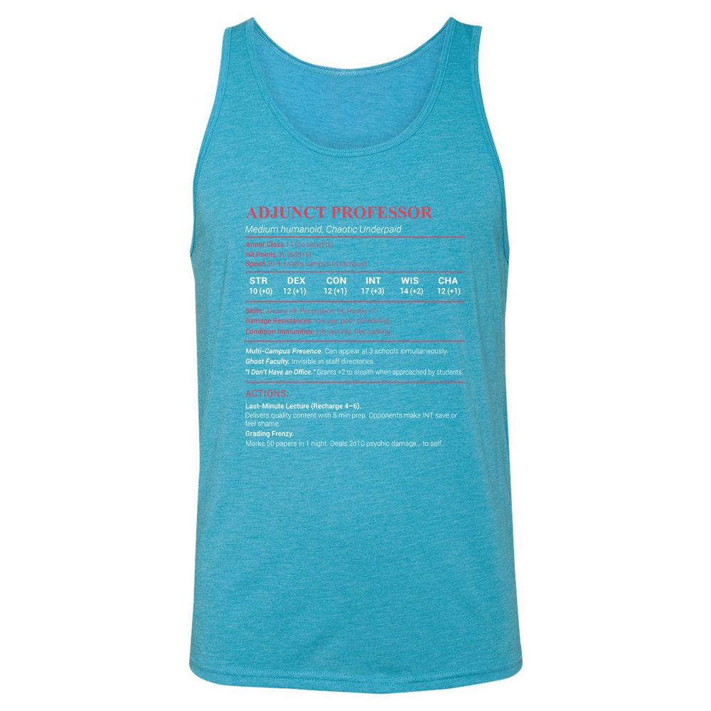 Adjunct Professor Stats Unisex Jersey Tank - Aqua Triblend - 3