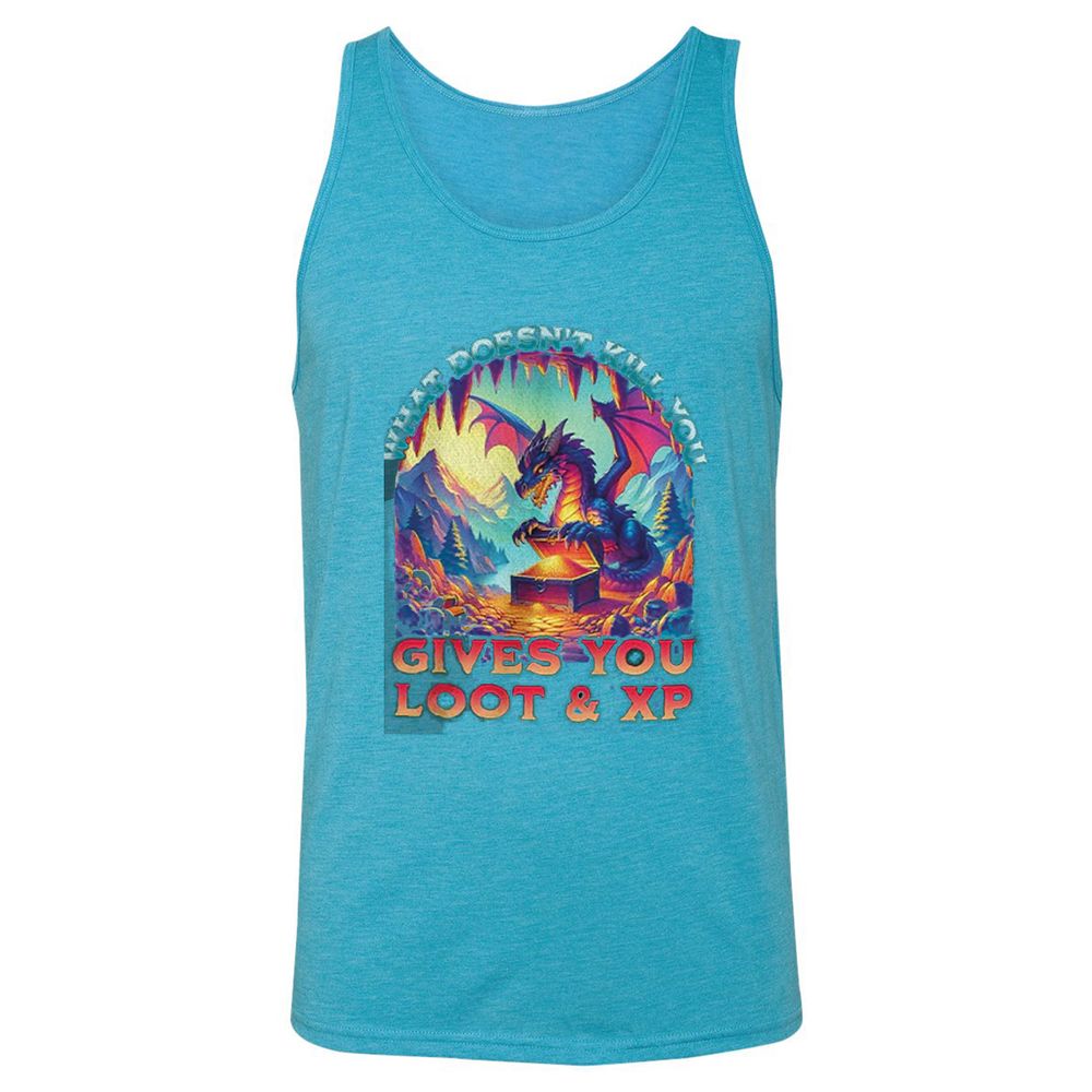 What Doesn't Kill You Give You Loot & XP Unisex Jersey Tank - Aqua Triblend - 3