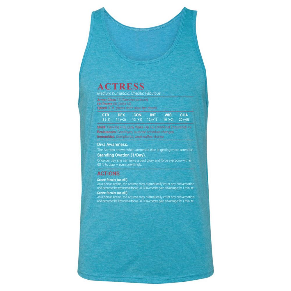 Actress Stats Unisex Jersey Tank - Aqua Triblend - 3