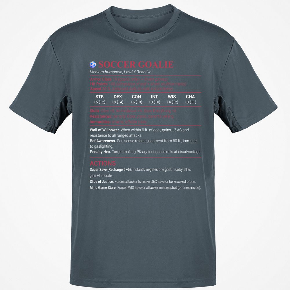 Soccer Goalie Classic Unisex T-Shirt - Charcoal - 3
