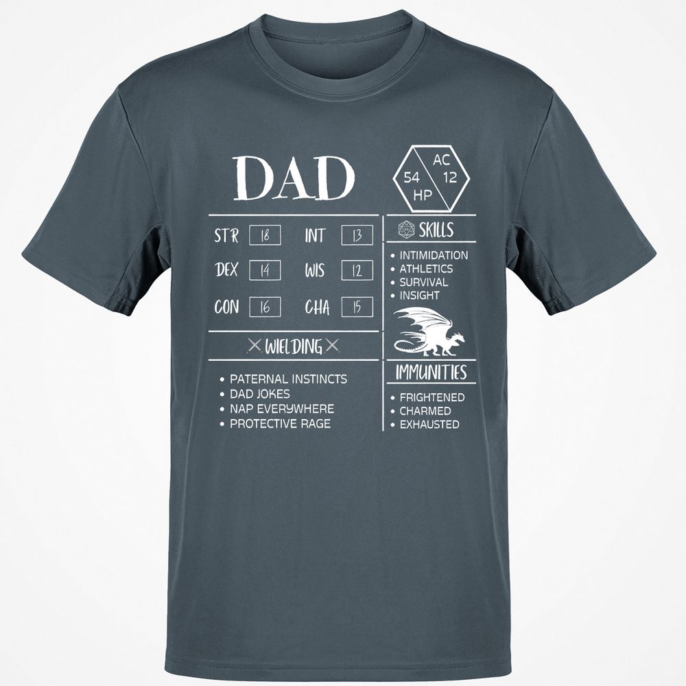 Dad Stats 2 Classic Unisex T-Shirt - Charcoal - 3