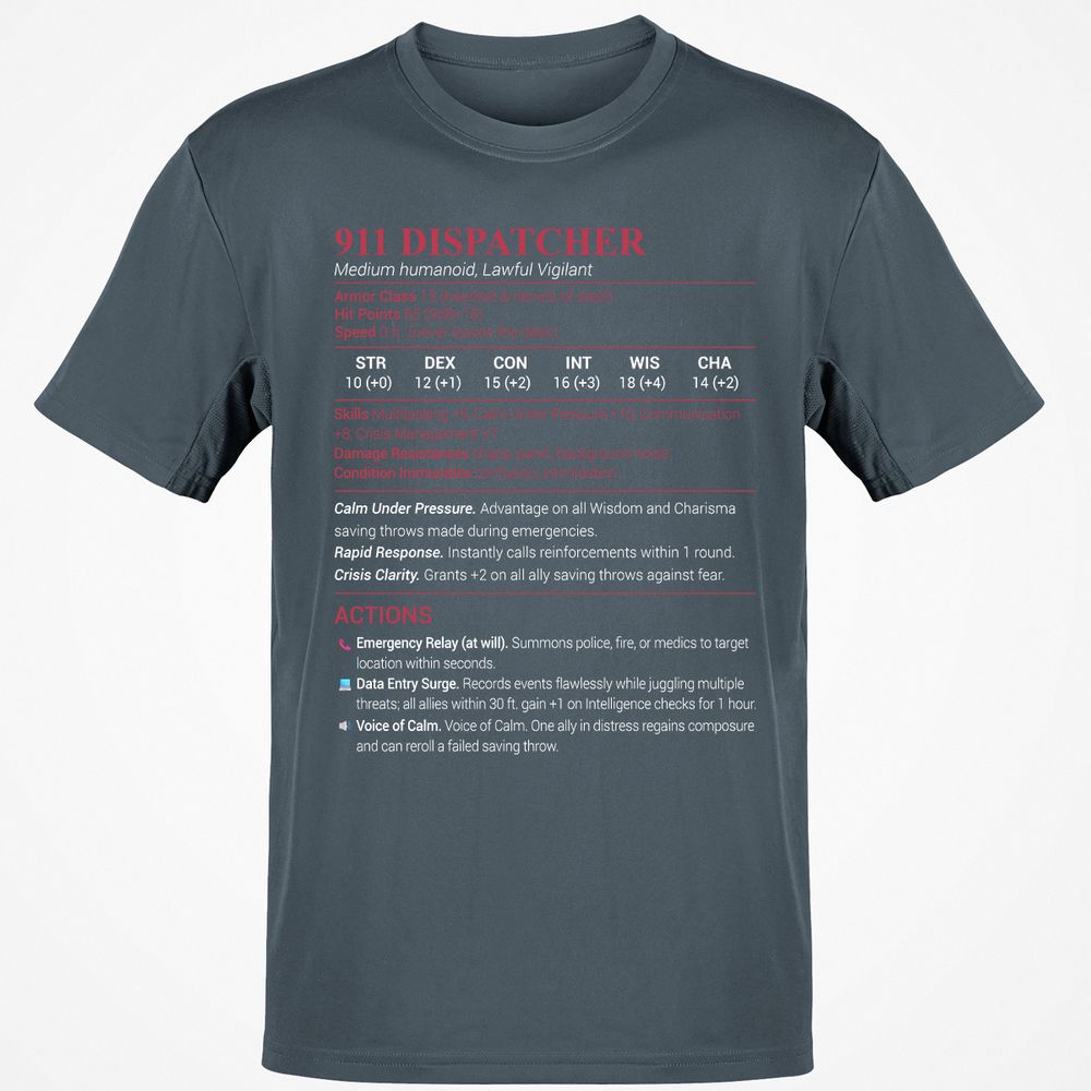 911 Dispatcher Classic Unisex T-Shirt - Charcoal - 3