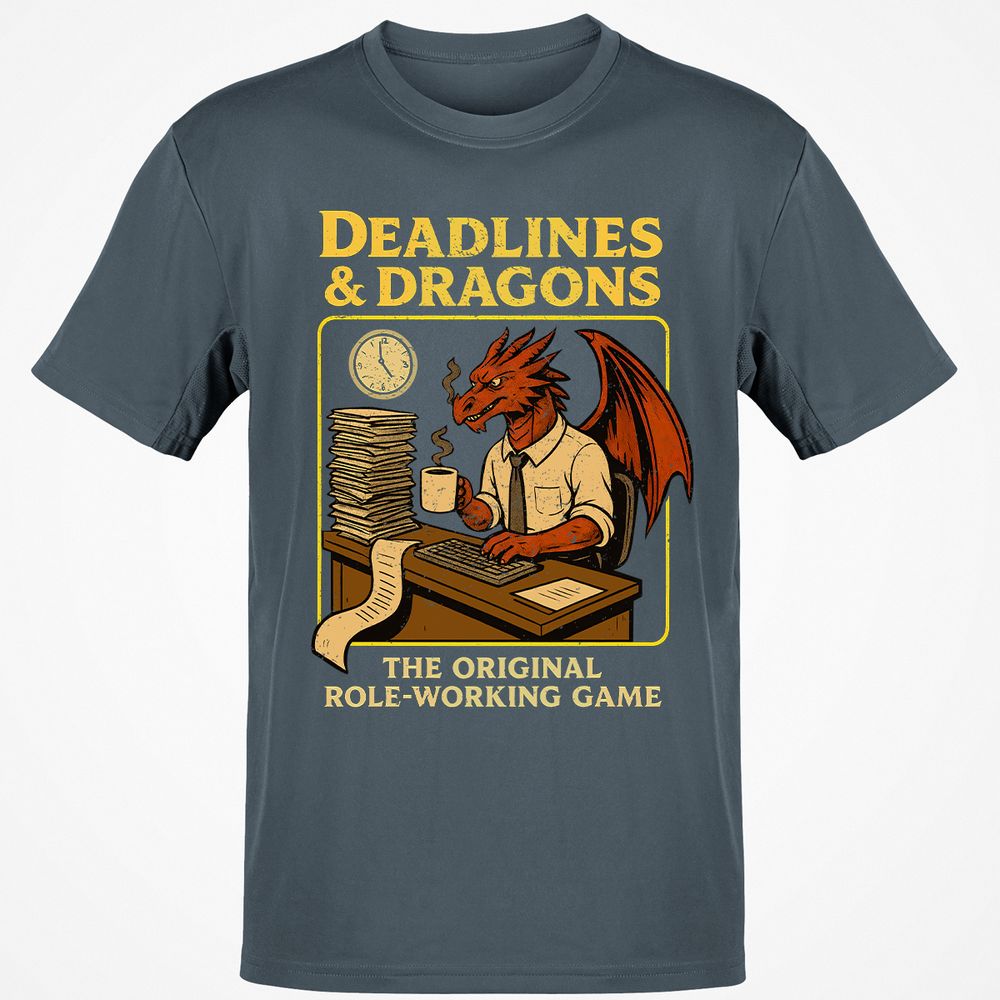 Deadlines & Dragons (Office Staff) Classic Unisex T-Shirt - Charcoal - 3