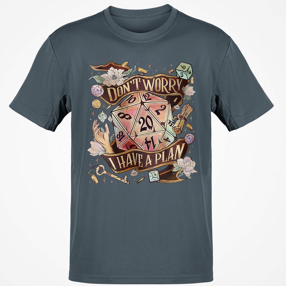Floral Don't Worry I Have A Plan Classic Unisex T-Shirt - Charcoal - 3