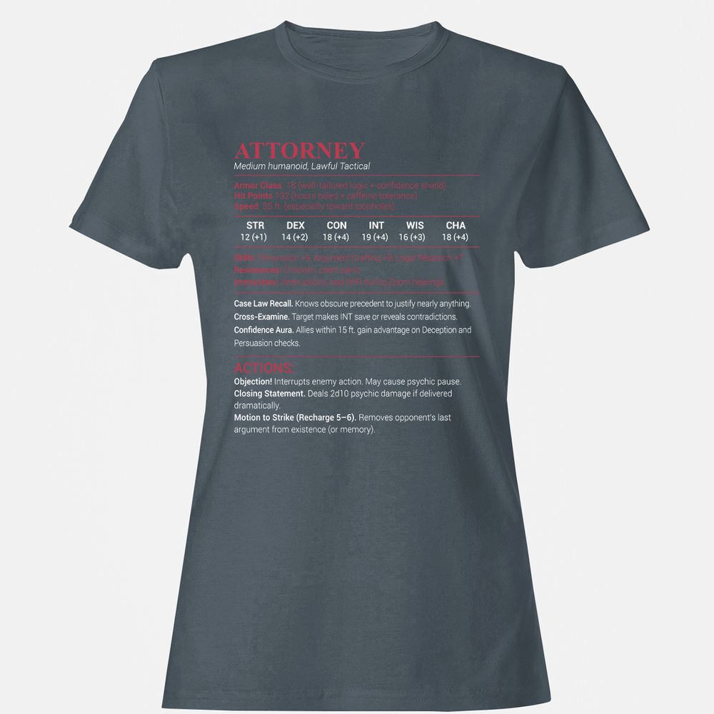 Attorney Stats Women's T-Shirt - Charcoal - 3