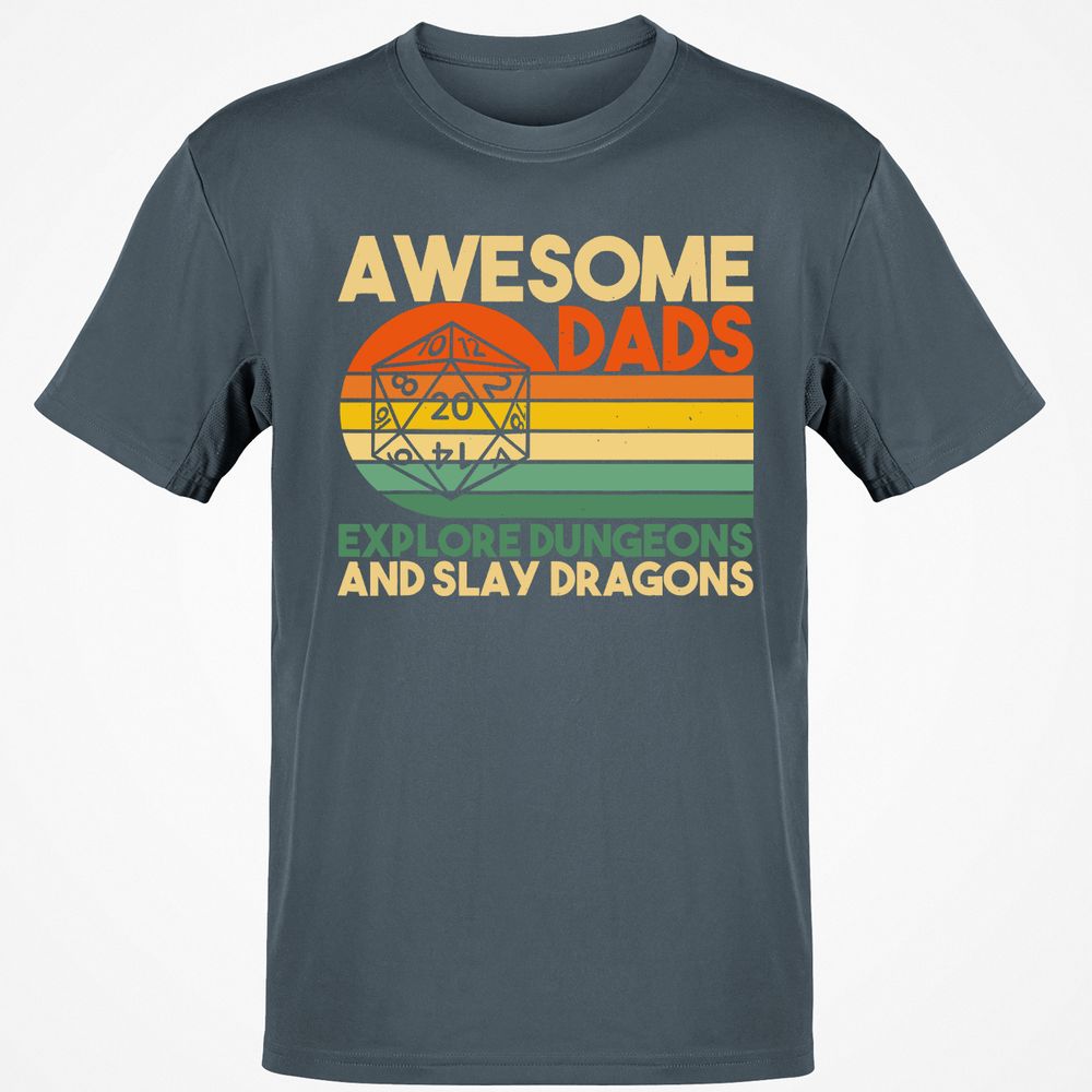 Awesome Dads Explore Dungeons Classic Unisex T-Shirt - Charcoal - 3