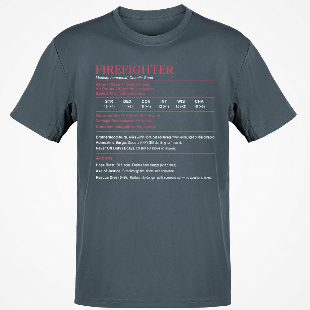 Firefighter Stats Classic Unisex T-Shirt - Charcoal - 3