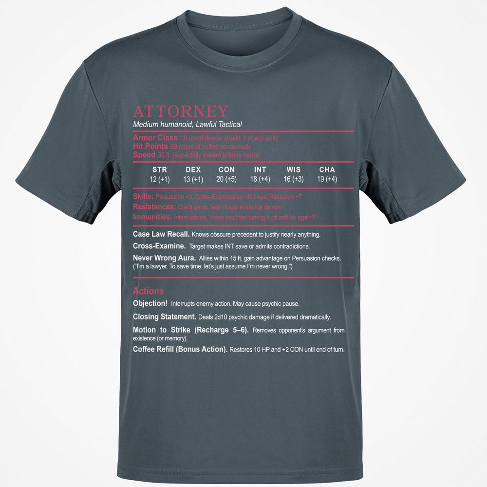 Attorney Classic Unisex T-Shirt - Charcoal - 3