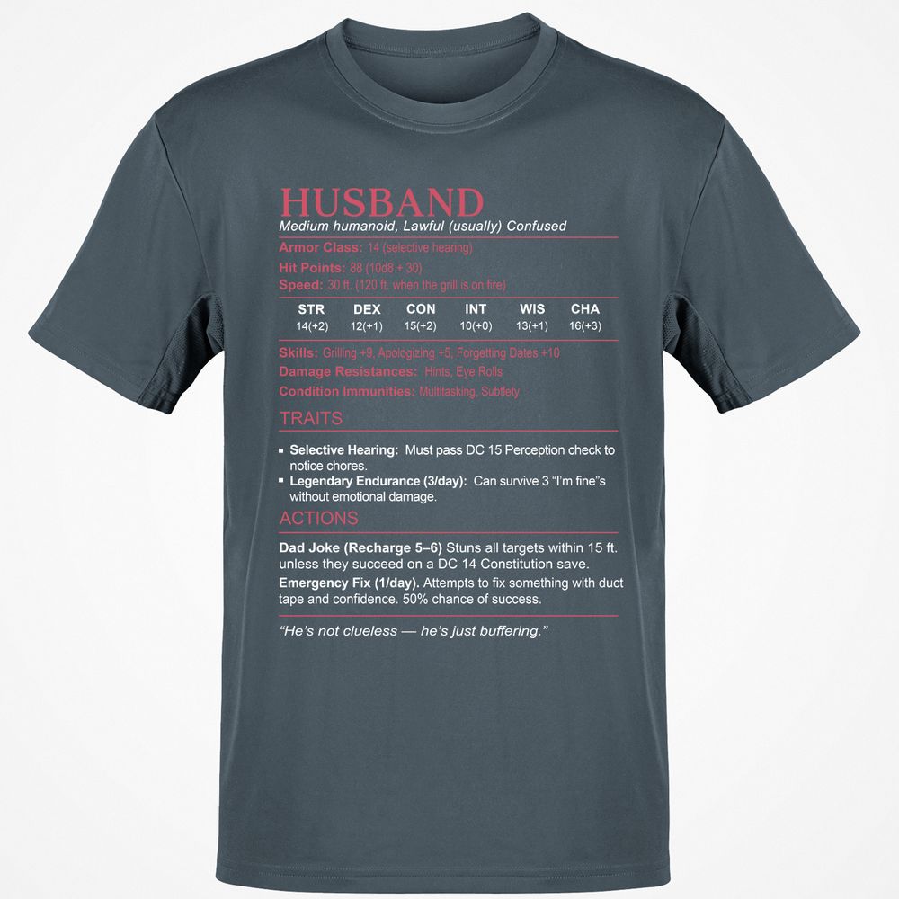 Husband Stats Classic Unisex T-Shirt - Charcoal - 3