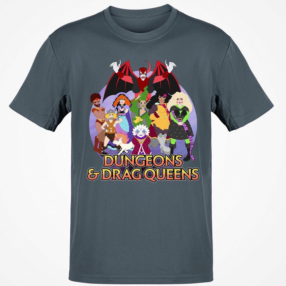 Dungeons n Drag Queens Cartoon Classic Unisex T-Shirt - Charcoal - 3