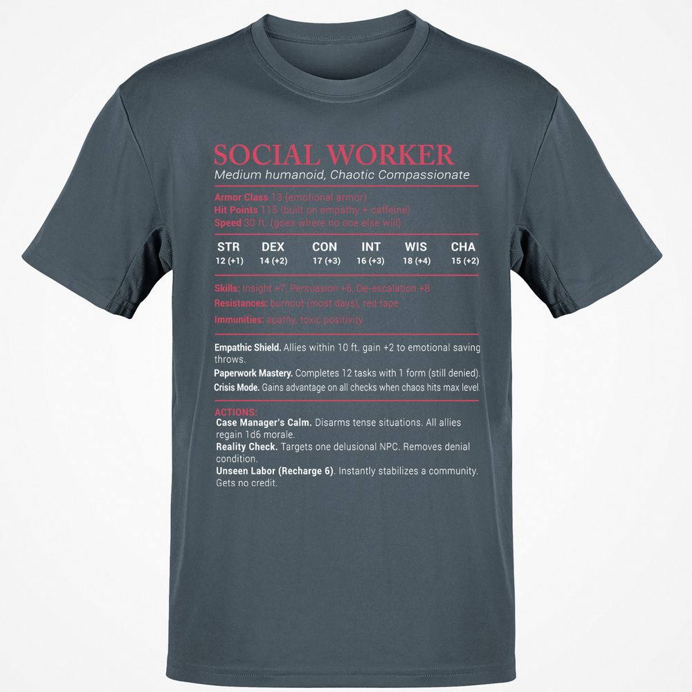 Social Worker Stats Classic Unisex T-Shirt - Charcoal - 3