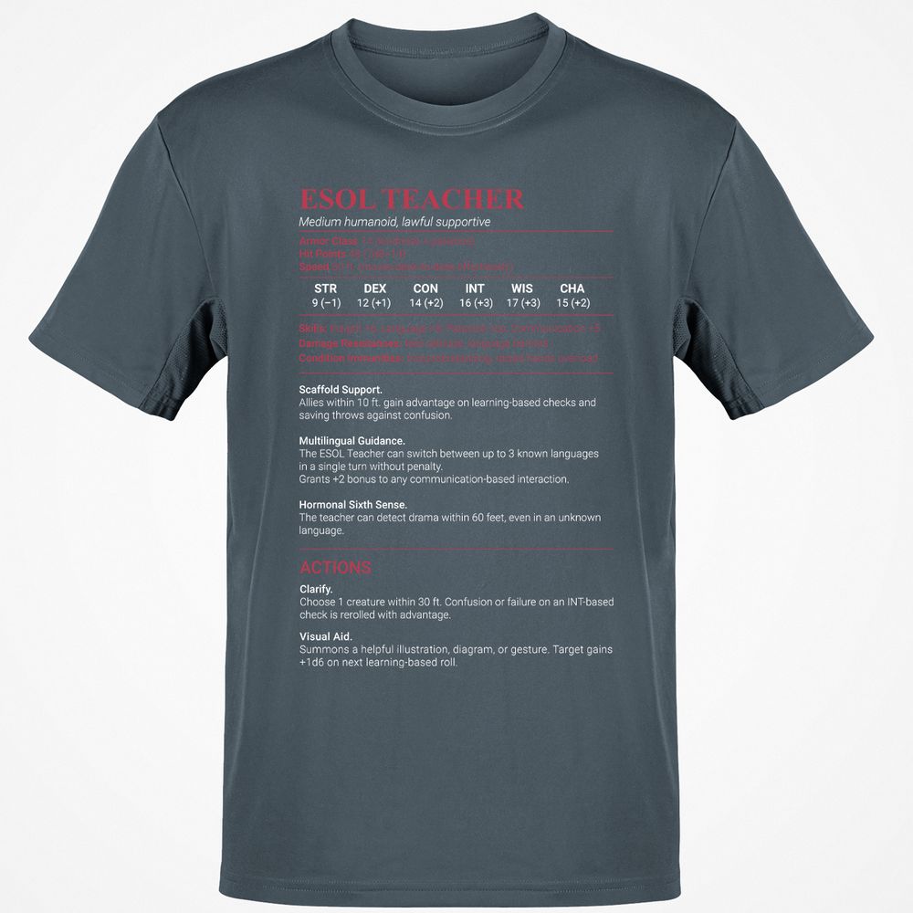 ESOL Teacher Classic Unisex T-Shirt - Charcoal - 3