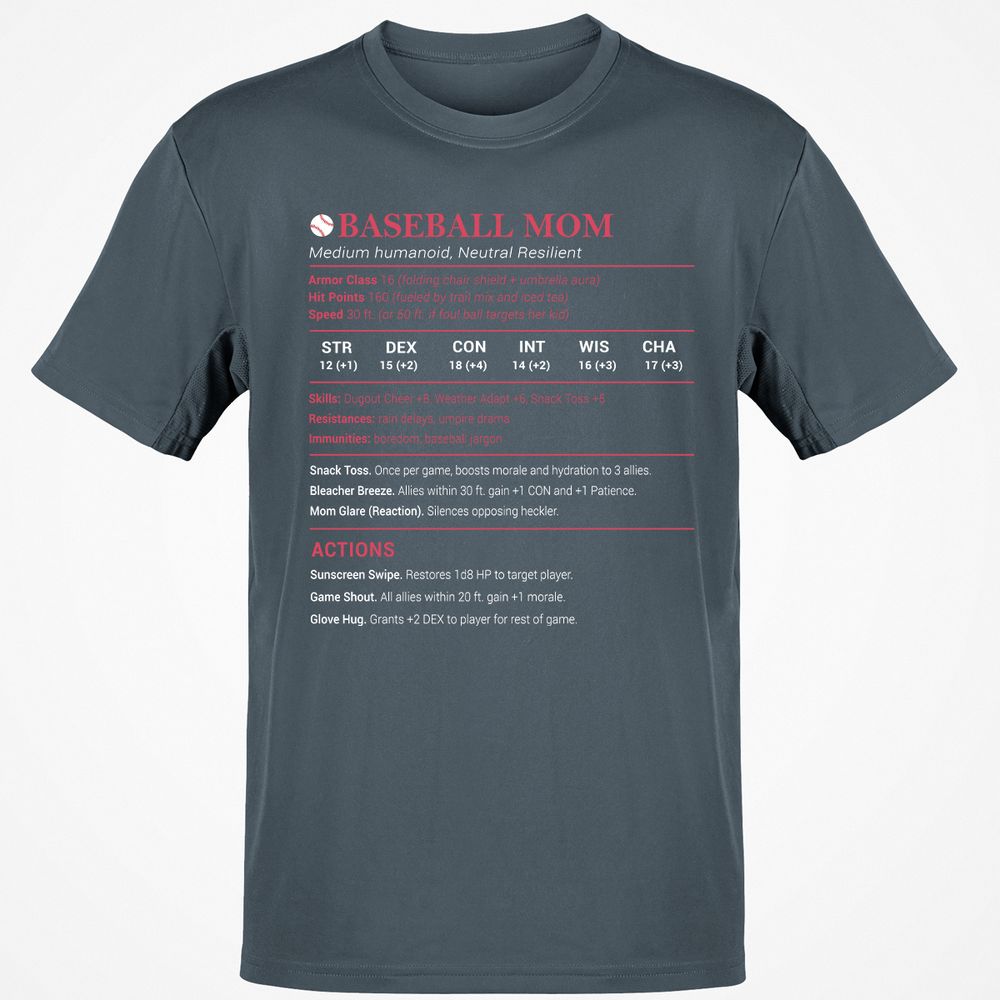 Baseball Mom Classic Unisex T-Shirt - Charcoal - 3