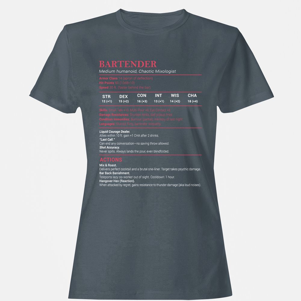 Bartender Stats Women's T-Shirt - Charcoal - 3