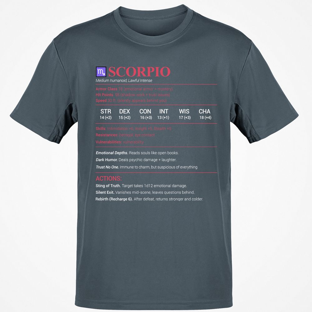 Scorpio Stats Classic Unisex T-Shirt - Charcoal - 3
