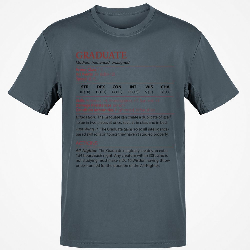 Graduate Stats Classic Unisex T-Shirt - Charcoal - 3